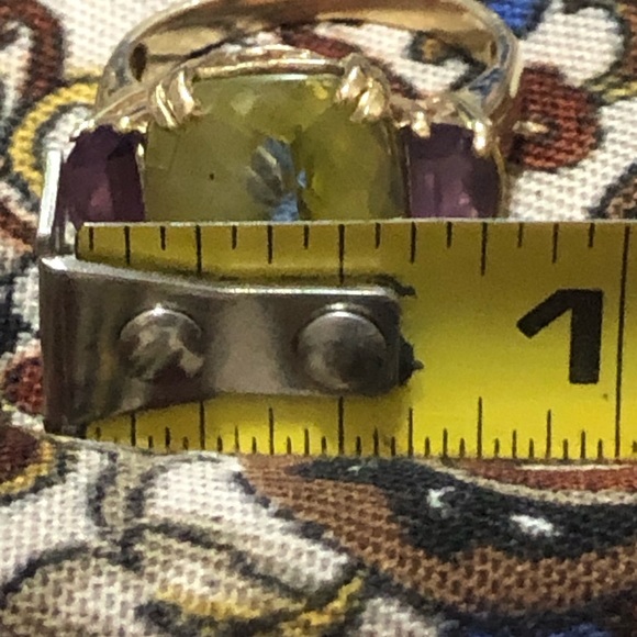 Vintage Effy BH 14kt Genuine Lemon Citrine & Amethyst Ring Size 8 - Picture 3 of 15